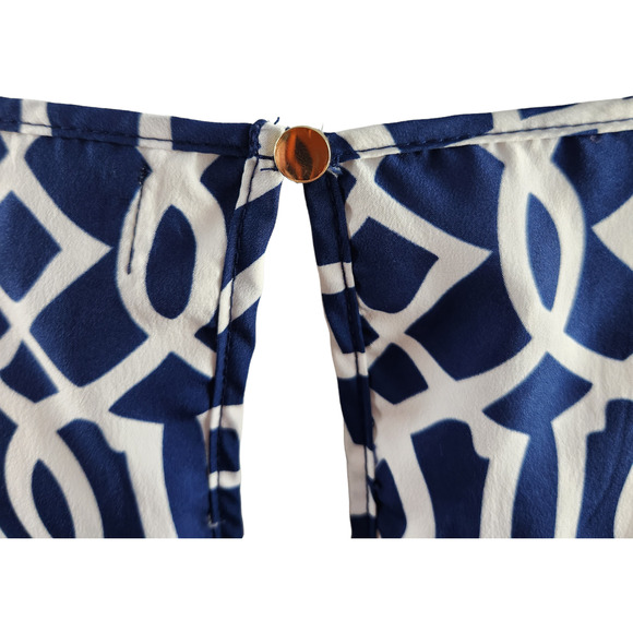 Mudpie Womens M (8-10) Navy Blue White Shift Dress Nautical Gold Hardware Zip-Up - Picture 13 of 15